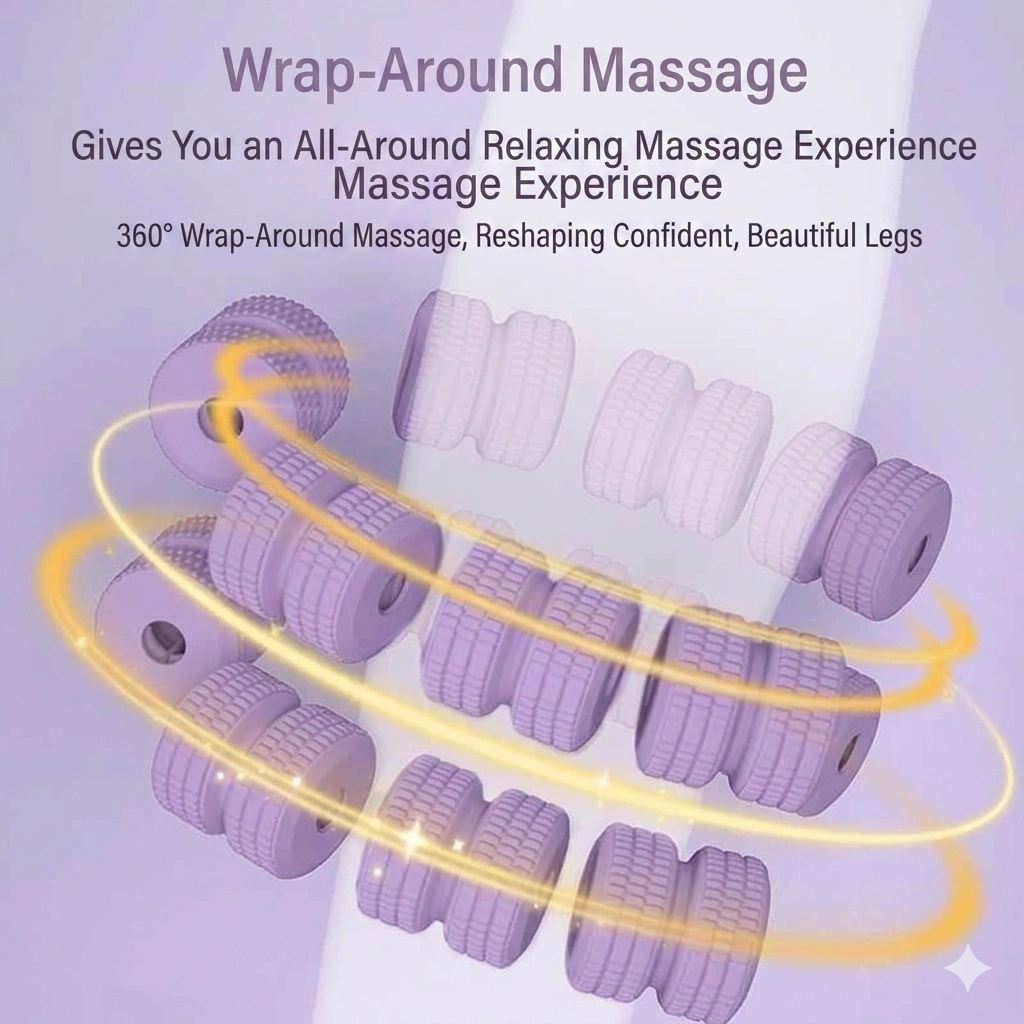 360 degree wrap around muscle roller for legs design
