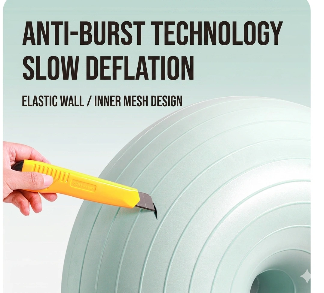 Anti burst 2.5mm thick wall technology of donut exercise ball