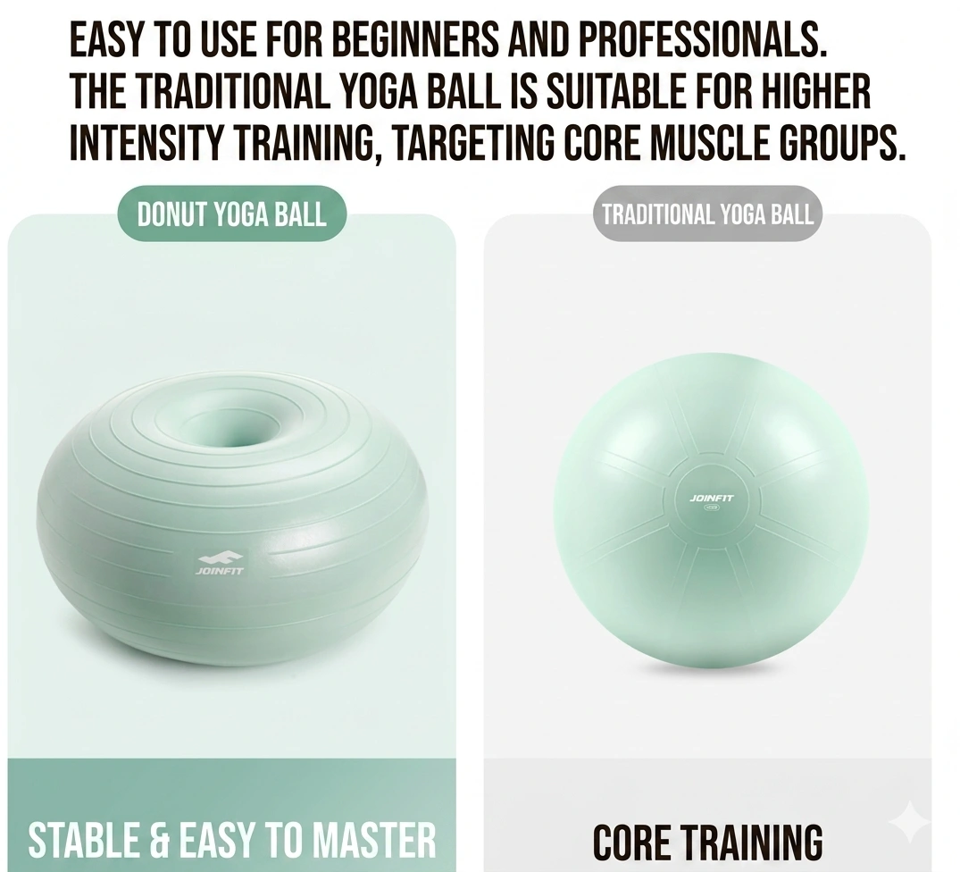 Donut exercise ball vs traditional round yoga ball core training comparison