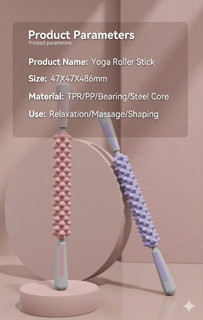 Deep Tissue Spiky Muscle Roller Stick - Purple Fascia Massager for Post-Workout Recovery & Pain Relief 15 Yoga roller stick dimensions and material specifications