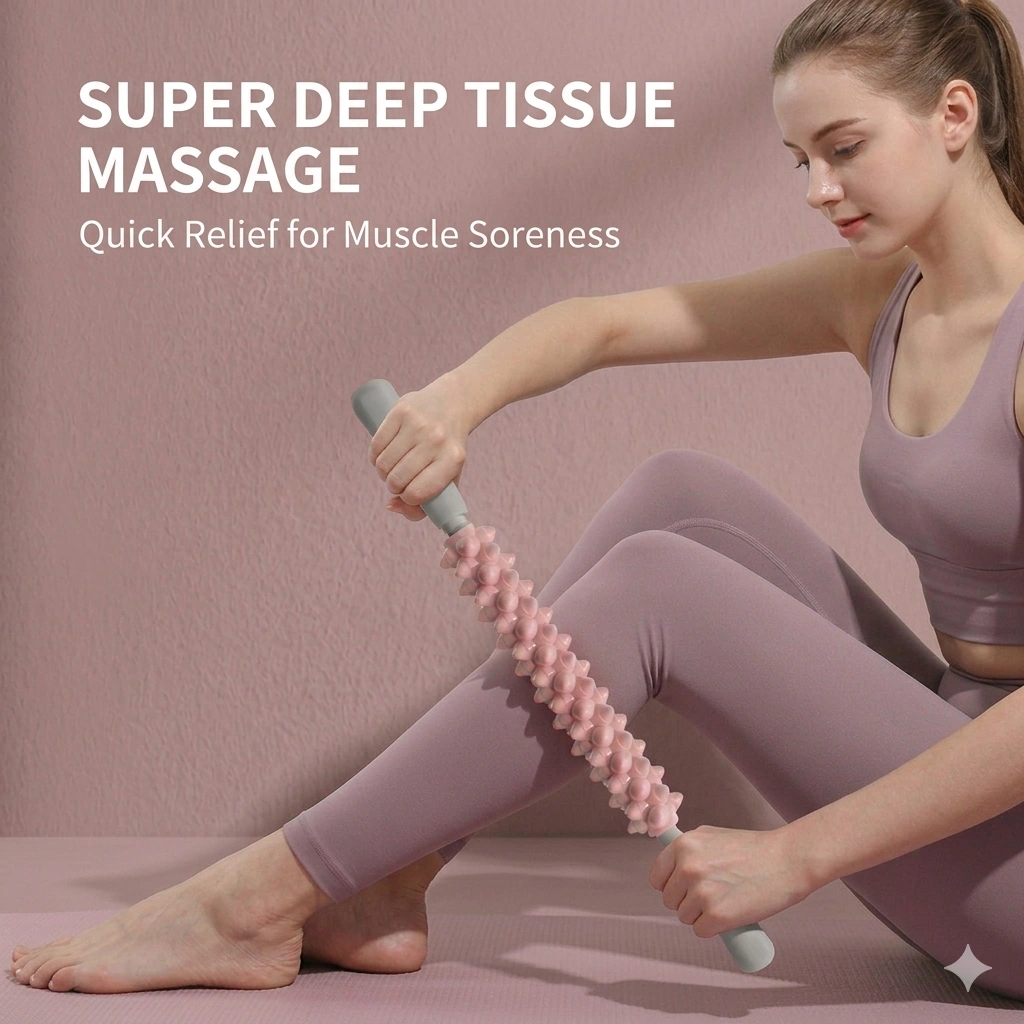Deep Tissue Spiky Muscle Roller Stick - Purple Fascia Massager for Post-Workout Recovery & Pain Relief 2 Deep Tissue Spiky Muscle Roller Stick - Purple Fascia Massager for Post-Workout Recovery & Pain Relief - Image 2