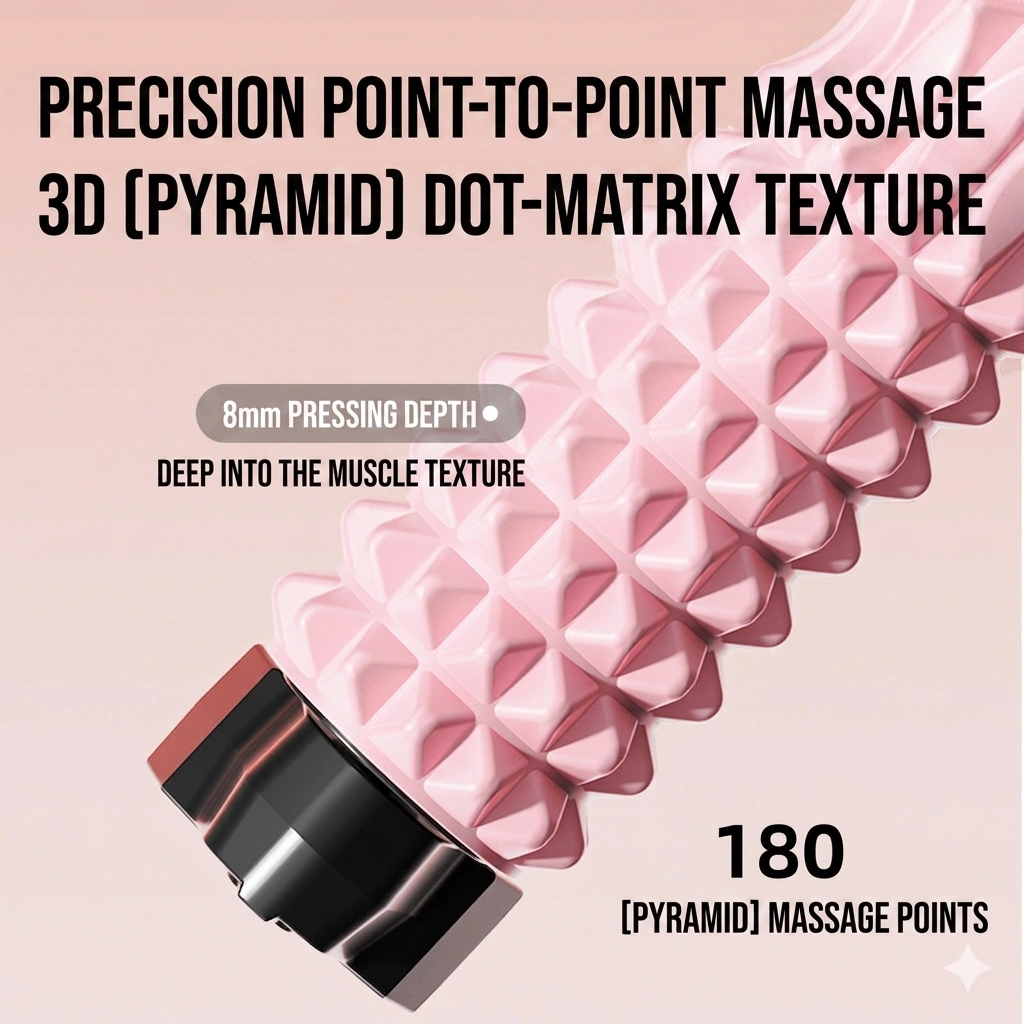 Pro-Stable Pink Foam Roller with Fixed Stand - Deep Tissue Muscle Massager for Home Yoga & Recovery 2 180 pyramid matrix nodes of foam roller with stand for deep tissue massage