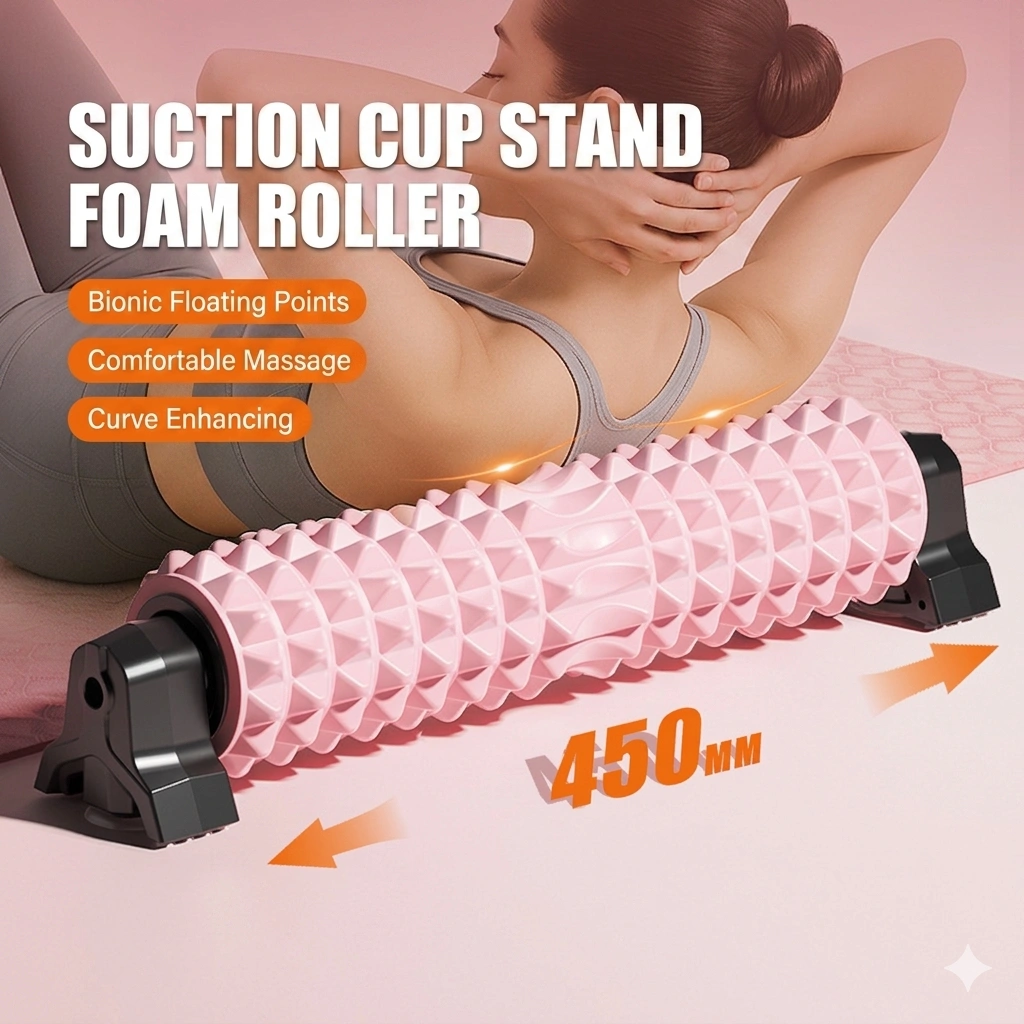 Pro-Stable Pink Foam Roller with Fixed Stand - Deep Tissue Muscle Massager for Home Yoga & Recovery 3 Pro-Stable Pink Foam Roller with Fixed Stand - Deep Tissue Muscle Massager for Home Yoga & Recovery - Image 3