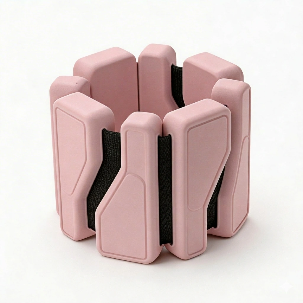 Pair of pink adjustable wrist and ankle weights for fitness and jogging