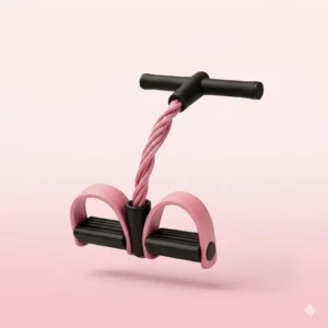 Pink 4-tube pedal resistance band for home workout and waist stretching
