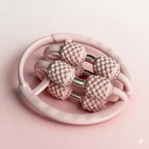 Pink 360-degree ring roller massager for leg muscle relaxation and cellulite reduction