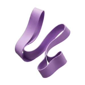 Purple long latex resistance band for full body stretching, strength training, and pull-up assistance.
