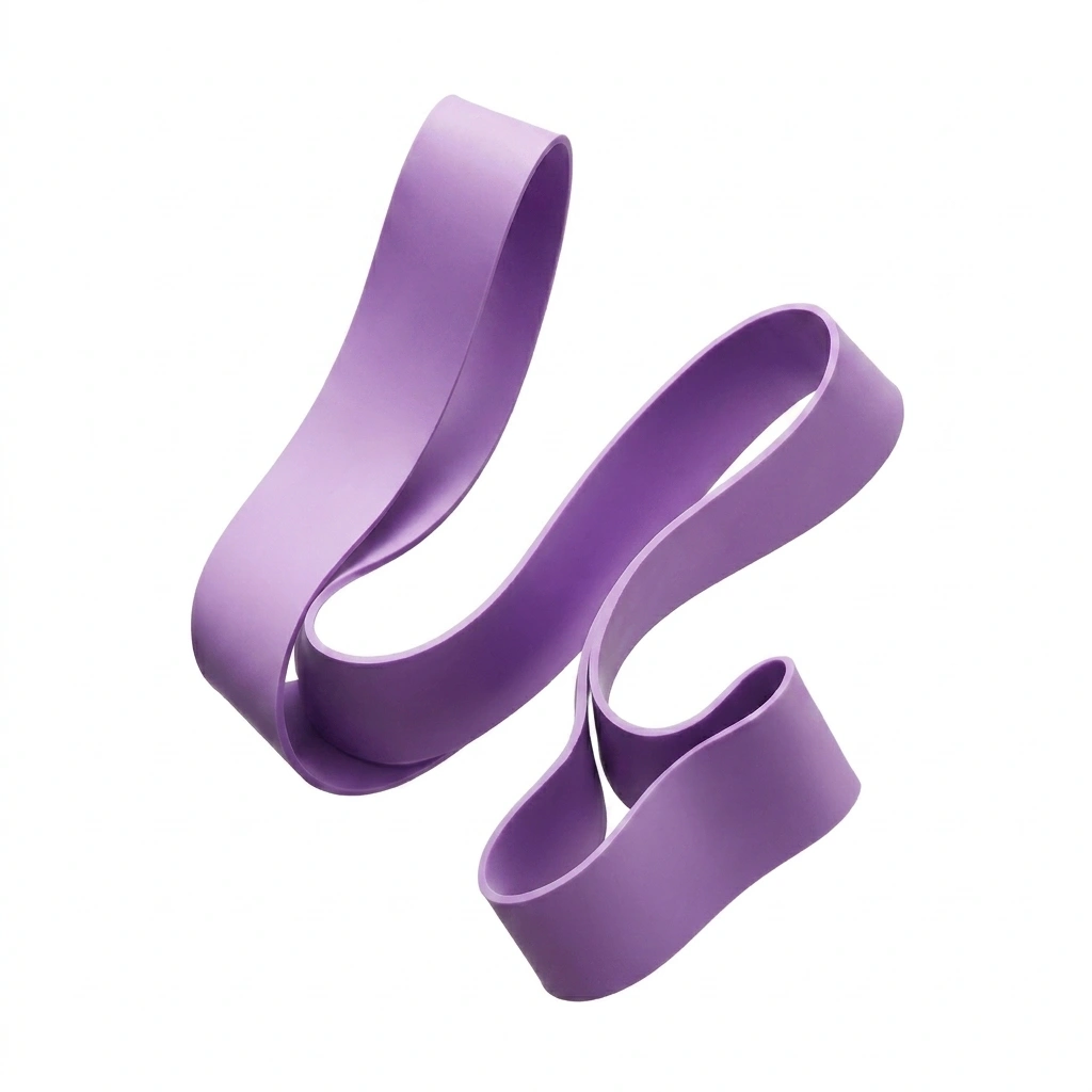 Purple long latex resistance band for full body stretching, strength training, and pull-up assistance.