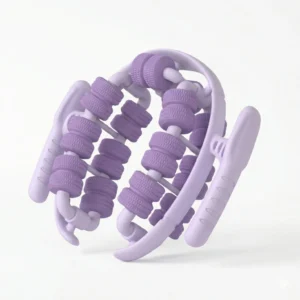 Purple 360-degree ring roller massager for leg muscle relief and myofascial release