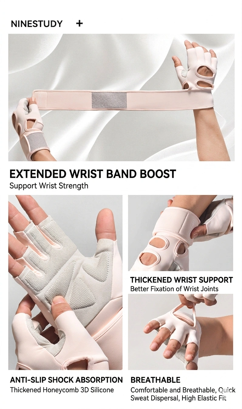 3D honeycomb silicone pads of workout gloves with wrist support