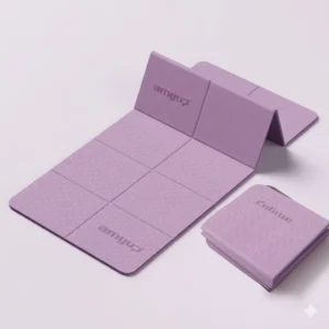 New Arrivals 1 premium purple travel folding yoga mat by easylean showing unfolded and compact folded states