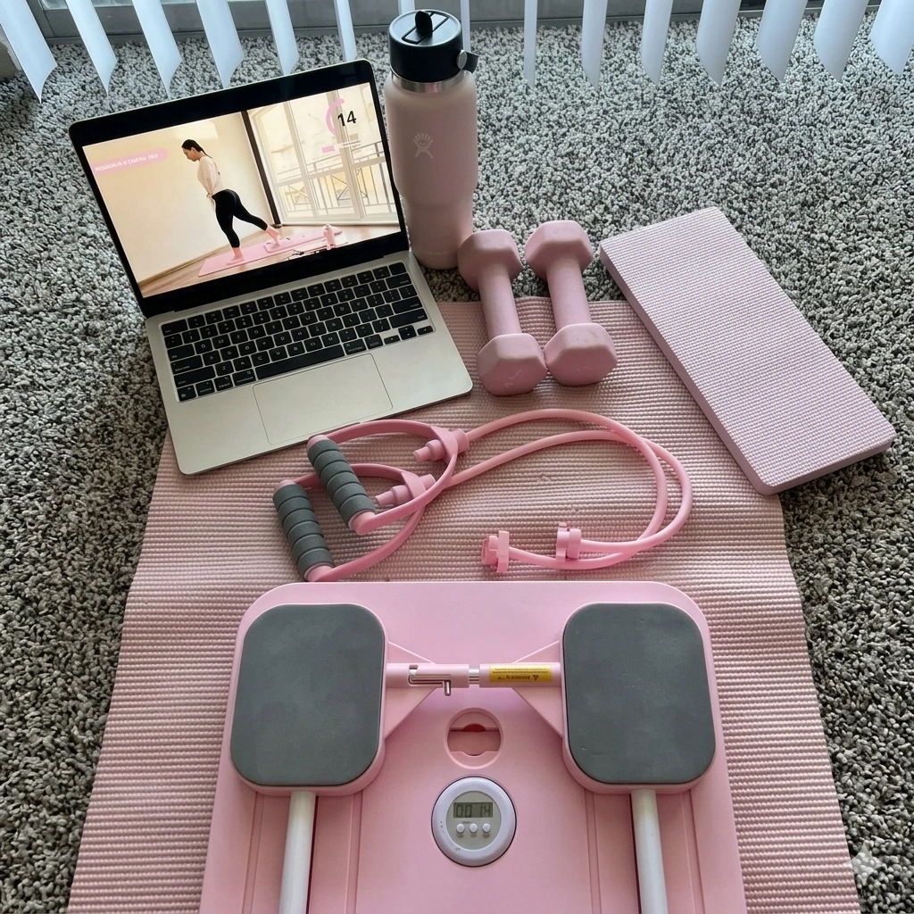 easylean pink home gym essentials pilates reformer bundle