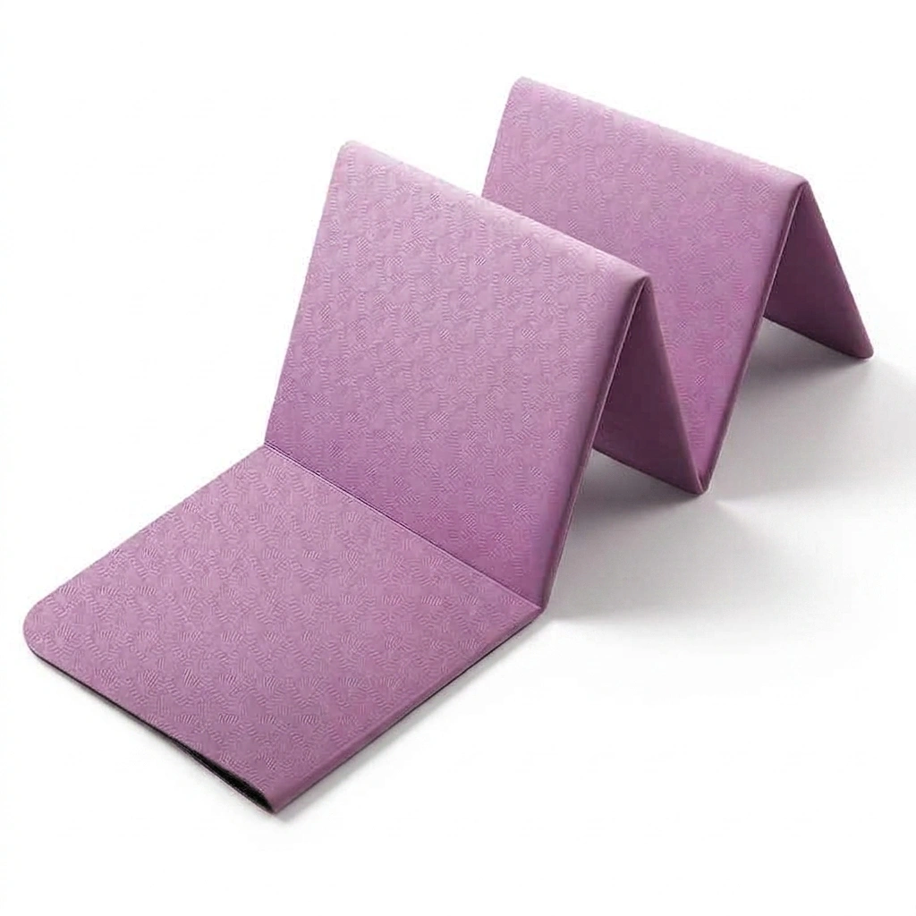 EasyLean™ Premium Eco-Friendly Foldable Yoga Mat – Non-Slip & Portable Travel Fitness Mat 5 Premium purple folding exercise mat partially unfolded on a crisp white background showing texture and geometric segments