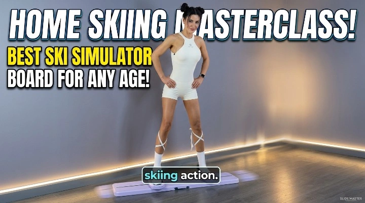 Master the Sliding Board: 5-Min Beginner Home Workout | EasyLean 1 A woman using a purple home ski simulator sliding board for a full-body cardio workout in a minimalist studio.