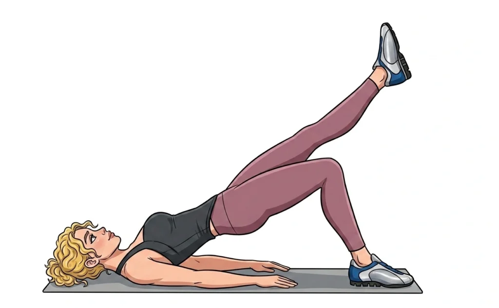 Is Your Butt Secretly "Dead"? How to Fix Gluteal Amnesia 5 Woman do Single-Leg-Glute-Bridge exercising to fix gluteal amnesia