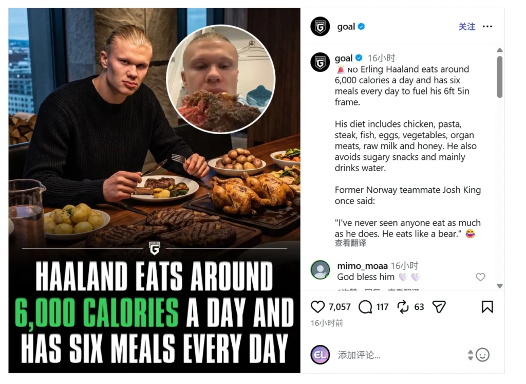Food related content featuring the Haaland on Instagram