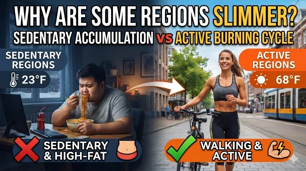 Comparing sedentary habits versus active lifestyles for fat burning.