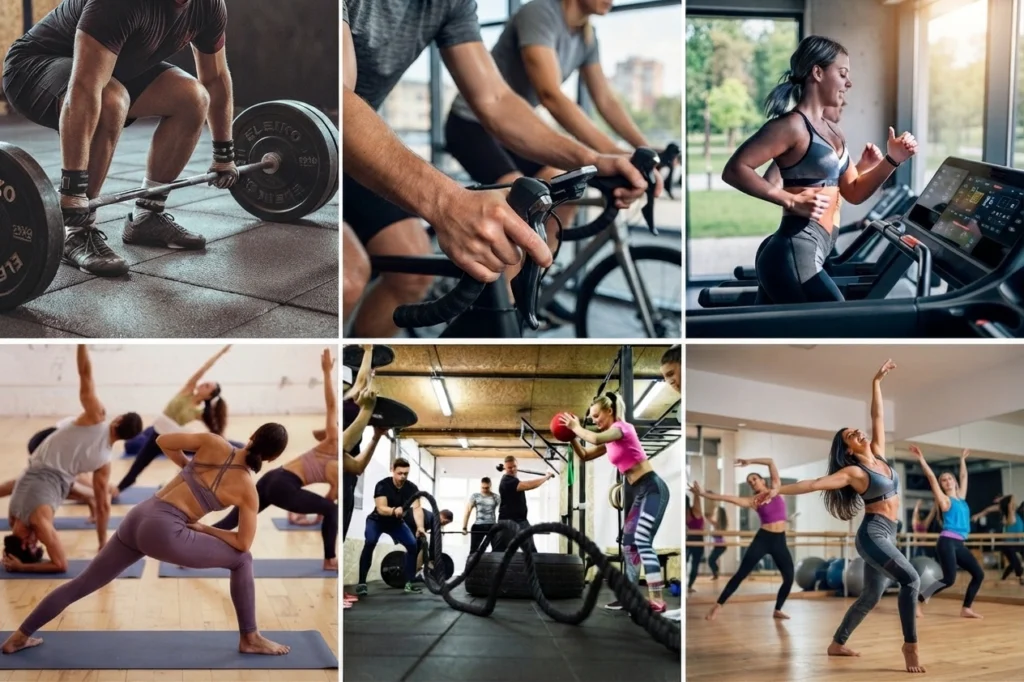 Refuse to be bound by a schedule: Why your home workout is the highest level of "omnivorous" exercise? 1 At-home cross training showing people engaging in various workouts like weightlifting, yoga, and functional fitness.